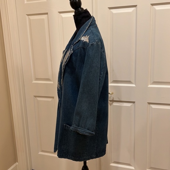 Vintage Embroidered Denim Western Oversized Blazer Jacket - Picture 5 of 7